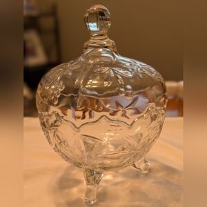 Elegant Clear Glass Candy Dish. Anchor Hocking